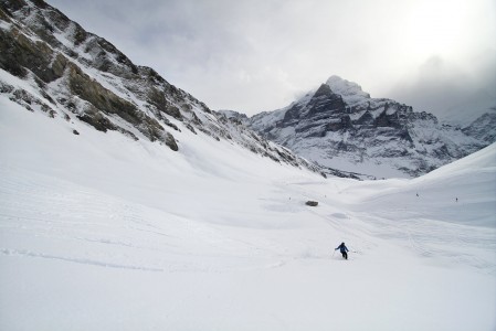 Grindelwaldissa laskiessa luonto on lähellä. Rinteessä ja heti sen ulkopuolella voi lähes kirjaimellisesti törmätä vuorikauriisiin tai hissin yllä liihottavaan kotkaan.